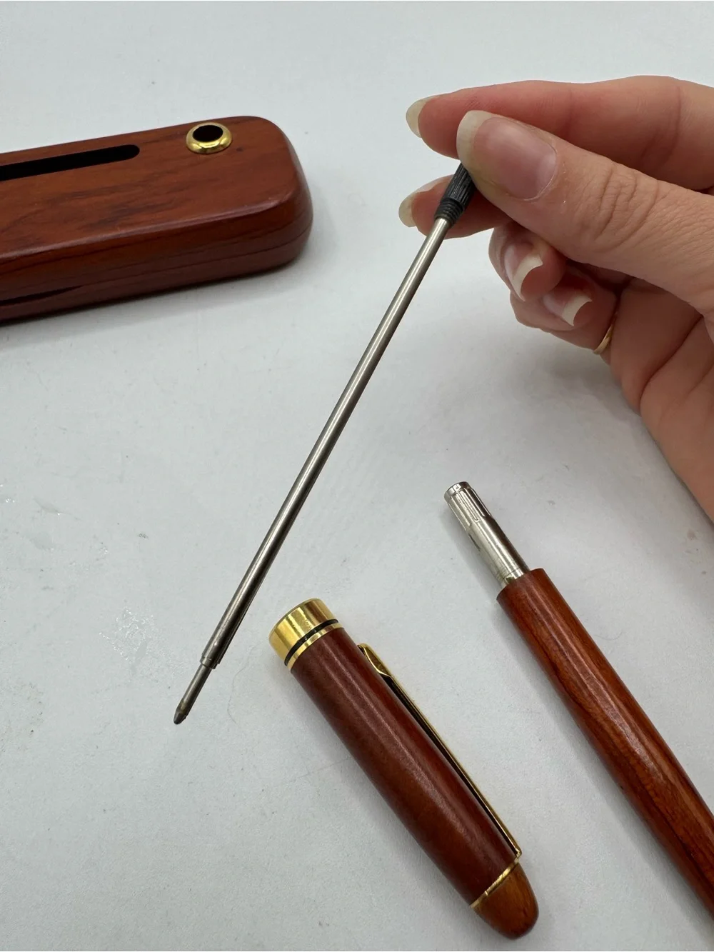 Vintage Wood Pen with Matching Case / Business Card Holder